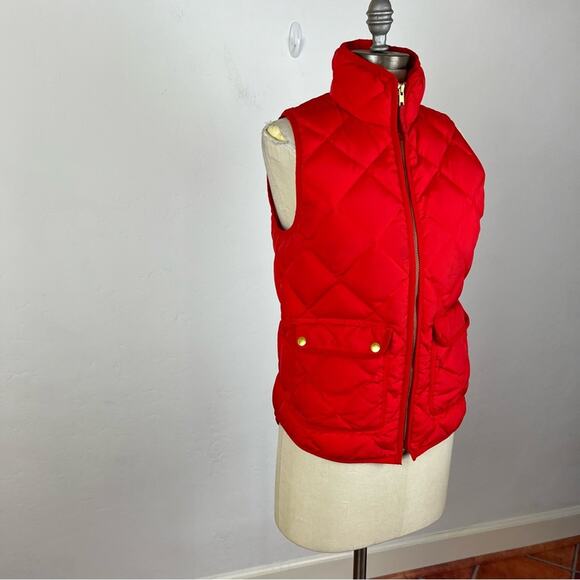 J. Crew Red Puffer Vest with Snap Pockets - Picture 2 of 11
